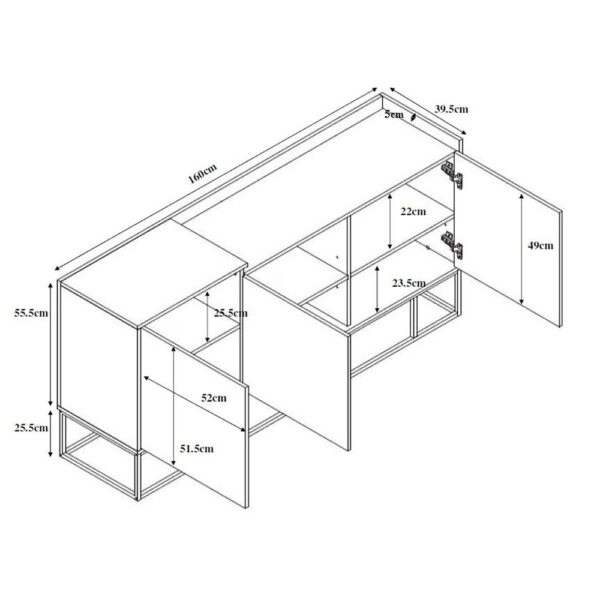 HILTON ΜΠΟΥΦΕΣ SONOMA DECAPE 160x39,5xH80cm