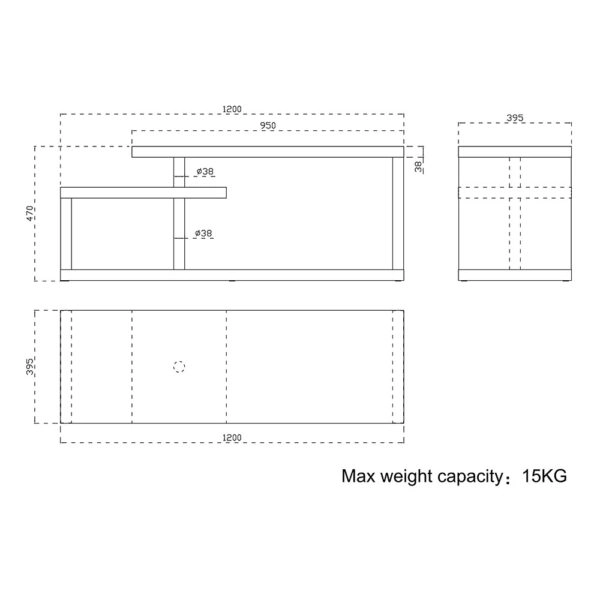 KIVOS TV STAND SONOMA 120x39,5xH47cm