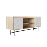 STOCKHOLM TV STAND SONOMA DECAPE ΛΕΥΚΟ ΜΕ ΟΨΗ ΜΑΡΜΑΡΟΥ 140x39,5xH60cm