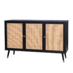 VIENNA ΜΠΟΥΦΕΣ ΜΑΥΡΟ ΜΕ RATTAN 120x39xH75,5cm