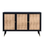 VIENNA ΜΠΟΥΦΕΣ ΜΑΥΡΟ ΜΕ RATTAN 120x39xH75,5cm