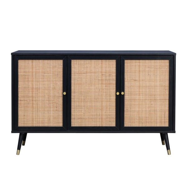 VIENNA ΜΠΟΥΦΕΣ ΜΑΥΡΟ ΜΕ RATTAN 120x39xH75,5cm