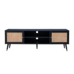 VIENNA TV STAND ΜΑΥΡΟ ΜΕ RATTAN 150x39xH49cm