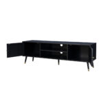 VIENNA TV STAND ΜΑΥΡΟ ΜΕ RATTAN 150x39xH49cm