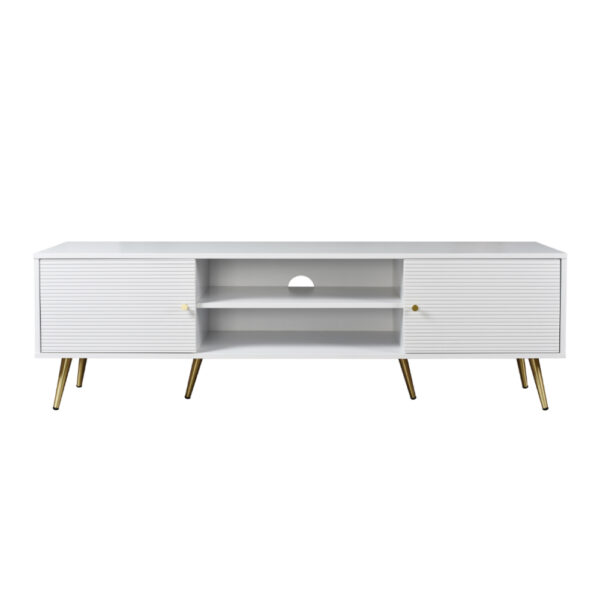 ZIZEL TV STAND 2ΠΟΡΤΕΣ ΛΕΥΚΟ ΜΕ PATTERN ΧΡΥΣΟ 160x39xH49cm