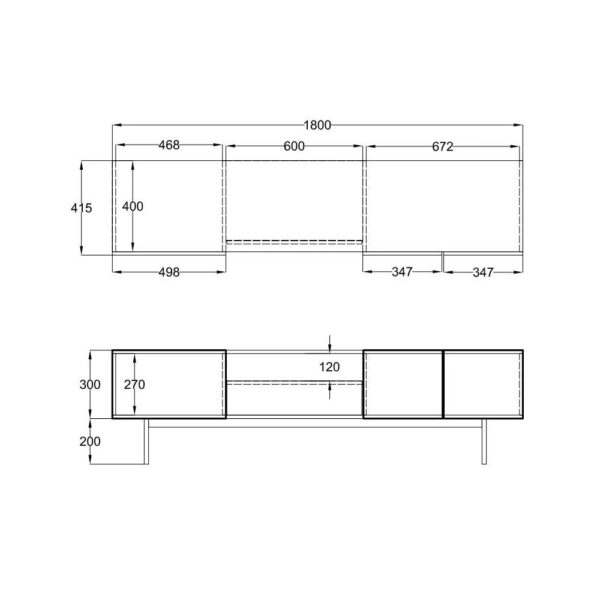 GROOVES TV STAND 3ΠΟΡΤΕΣ 1ΣΥΡΤΑΡΙ WOTAN OAK ΓΚΡΙ 180x40xH50cm