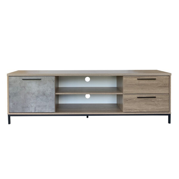 TOKYO TV STAND 1ΠΟΡΤΑ OAK ΣΚΟΥΡΟ CEMENT 180x39xH56cm