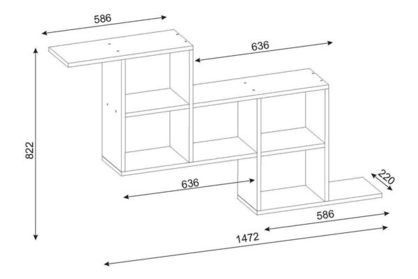 Ραφιέρα τοίχου PWF-0077  χρώμα λευκό 147x22x82εκ