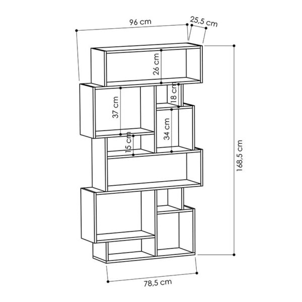 Βιβλιοθήκη Karmato  χρώμα πετρόλ 96x25.5x168.5εκ