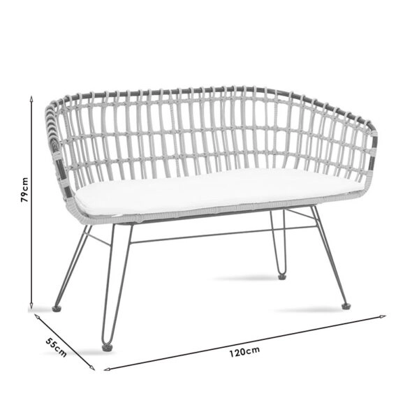 Καναπές 2θέσιος Naoki  μέταλλο μαύρο-pe γκρι 120x55x79εκ