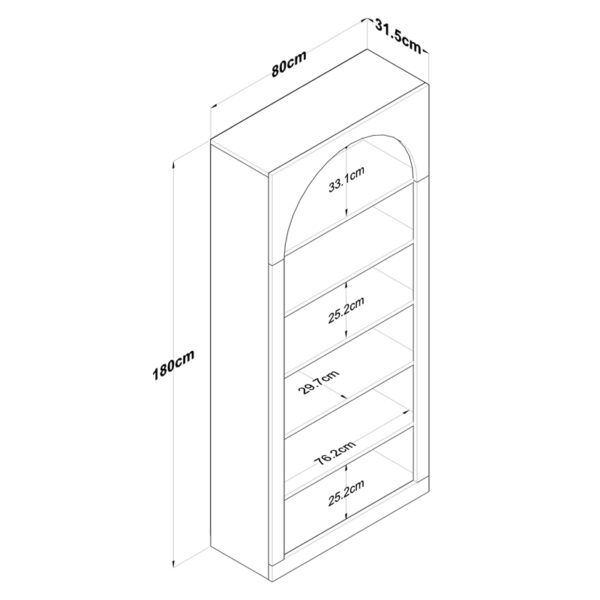 Βιβλιοθήκη Zoel  λευκό μελαμίνης 80x31.5x180εκ