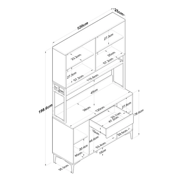 Mπουφές με ράφι Eramise  λευκό μελαμίνης 120x40x198.6εκ