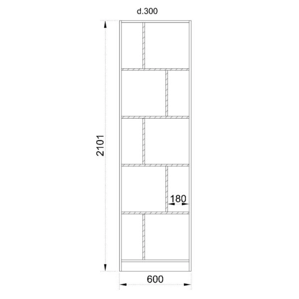 MAZE 60 ΒΙΒΛΙΟΘΗΚΗ ΨΗΛΗ SONOMA ΓΚΡΙ ΣΚΟΥΡΟ 60x30xH210cm