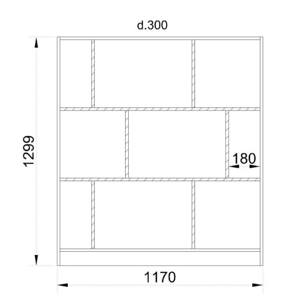 MAZE 117 ΒΙΒΛΙΟΘΗΚΗ ΧΑΜΗΛΗ SONOMA ΓΚΡΙ ΣΚΟΥΡΟ 117x30xH130cm