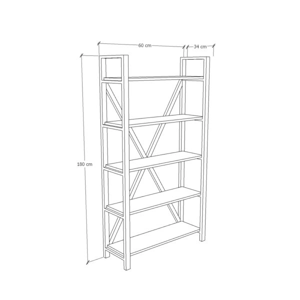 FERRO ΒΙΒΛΙΟΘΗΚΗ 5ΡΑΦΙΑ SONOMA ΜΑΥΡΟ 90x34xH180cm