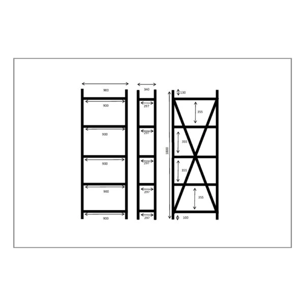 FERRO ΒΙΒΛΙΟΘΗΚΗ 5ΡΑΦΙΑ SONOMA ΜΑΥΡΟ 90x34xH180cm