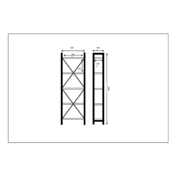 MURO ΒΙΒΛΙΟΘΗΚΗ 5ΡΑΦΙΑ SONOMA ΜΑΥΡΟ 60x34xH180cm