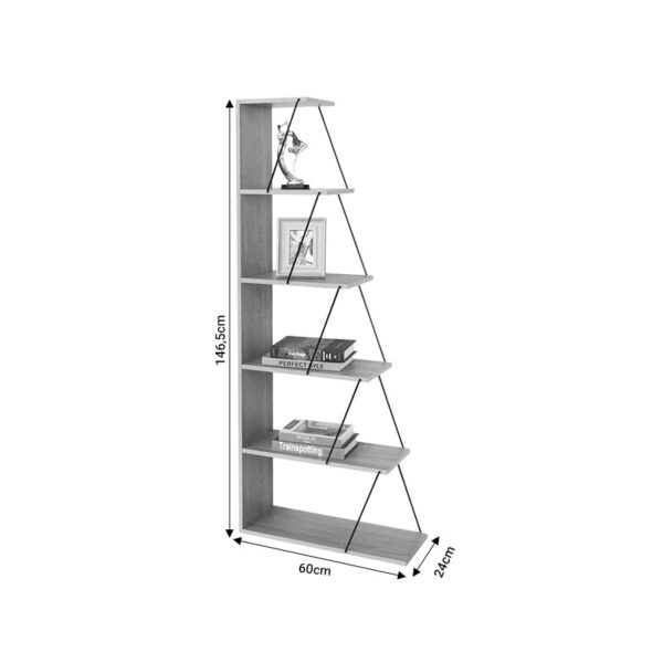 Βιβλιοθήκη Tars  οακ-μαύρο 60x24x146.5εκ