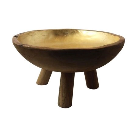 TeakBowl Μπωλ από Ξύλο Teak Μάυρο/Χρυσό