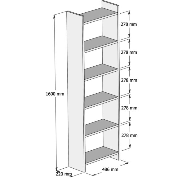 ΒΙΒΛΙΟΘΗΚΗ ΜΕΛΑΜΙΝΗΣ SONΟMA-ΛΕΥΚΟ HM9226.12 48,5x22x160Υ εκ.