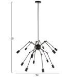 ΦΩΤΙΣΤΙΚΟ ΟΡΟΦΗΣ 12-ΦΩΤΟ HM4167 ΜΑΥΡΟΙ ΜΕΤΑΛΛΙΚΟΙ ΑΡΘΡΩΤΟΙ ΒΡΑΧΙΟΝΕΣ Φ92x120Υεκ
