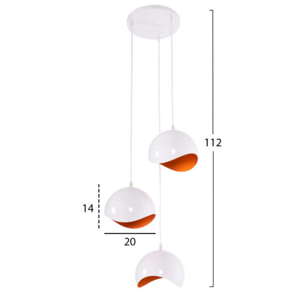 ΦΩΤΙΣΤΙΚΟ ΟΡΟΦΗΣ 3-ΦΩΤΟ HM4166.02 ΜΕΤΑΛΛΙΚΕΣ ΣΦΑΙΡΕΣ ΛΕΥΚΟ-ΠΟΡΤΟΚΑΛΙ Φ20x112Υ