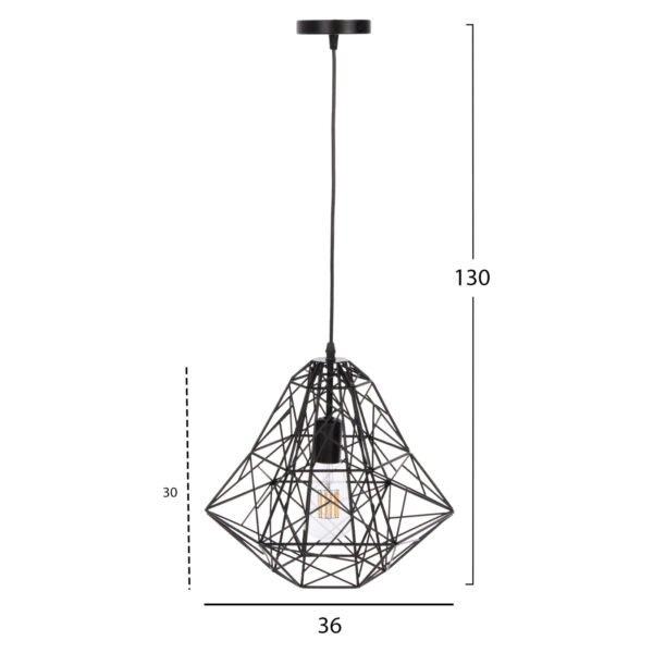 ΦΩΤΙΣΤΙΚΟ ΟΡΟΦΗΣ ΚΡΕΜΑΣΤΟ HM4067 ΜΑΥΡΟ ΜΕΤΑΛΛΙΚΟ ΔΙΚΤΥΩΤΟ ΚΑΠΕΛΟ 36x30x130Υεκ.