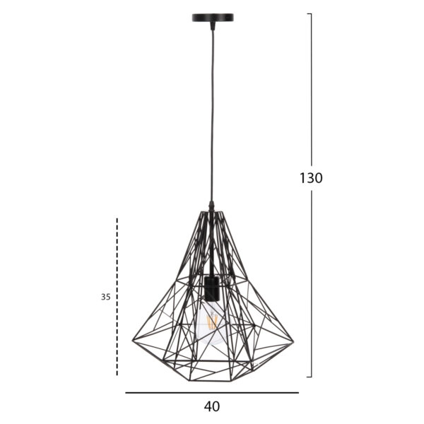 ΦΩΤΙΣΤΙΚΟ ΟΡΟΦΗΣ ΚΡΕΜΑΣΤΟ HM4068 ΜΑΥΡΟ ΜΕΤΑΛΛΙΚΟ ΚΑΠΕΛΟ 40x35x130Υεκ.