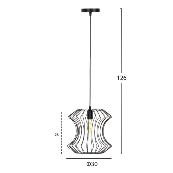 ΦΩΤΙΣΤΙΚΟ ΟΡΟΦΗΣ ΚΡΕΜΑΣΤΟ HM4112 ΜΑΥΡΟ ΜΕΤΑΛΛΟ Φ30x126Υεκ
