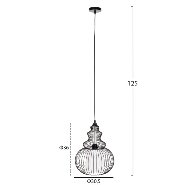 ΦΩΤΙΣΤΙΚΟ ΟΡΟΦΗΣ ΚΡΕΜΑΣΤΟ HM4183 ΜΑΥΡΟ ΜΕΤΑΛΛΟ 30,5x30,5x125Υεκ.