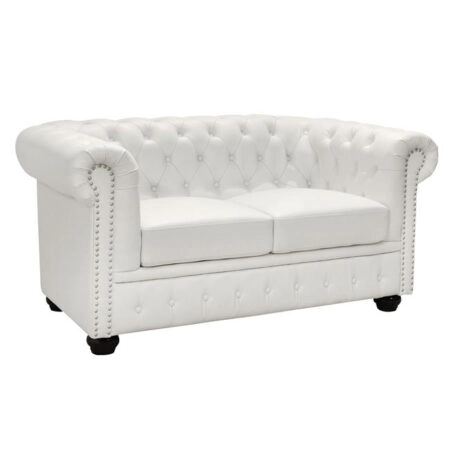 ΚΑΝΑΠΕΣ 2ΘΕΣΙΟΣ T.CHESTERFIELD HM3010.02 ΤΕΧΝΟΔΕΡΜΑ ΛΕΥΚΟ ΜΑΤ 155x90x73 εκ.