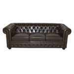 ΚΑΝΑΠΕΣ 3ΘΕΣΙΟΣ T.CHESTERFIELD HM3009.01 ΤΕΧΝΟΔΕΡΜΑ ΣΚΟΥΡΟ ΚΑΦΕ 208x90x73Υ εκ.