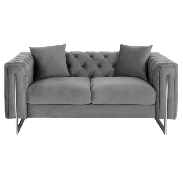 ΚΑΝΑΠΕΣ τ.CHESTERFIELD MOBAR HM3262.01 ΓΚΡΙ ΒΕΛΟΥΔΟ-ΜΕΤΑΛΛΙΚΑ ΠΟΔΙΑ 154x85x68Υεκ