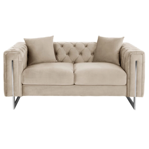 ΚΑΝΑΠΕΣ τ.CHESTERFIELD MOBAR HM3262.02 ΚΡΕΜ ΒΕΛΟΥΔΟ-ΜΕΤΑΛΛΙΚΑ ΠΟΔΙΑ 154x85x68Υεκ