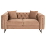 ΚΑΝΑΠΕΣ τ.CHESTERFIELD MOBAR HM3262.03 ΜΠΕΖ ΒΕΛΟΥΔΟ-ΜΕΤΑΛΛΙΚΑ ΠΟΔΙΑ 154x85x68Υεκ