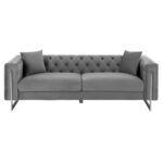 ΚΑΝΑΠΕΣ τ.CHESTERFIELD MOBAR HM3263.01 ΓΚΡΙ ΒΕΛΟΥΔΟ-ΜΕΤΑΛΛΙΚΑ ΠΟΔΙΑ 212x87x68Υεκ