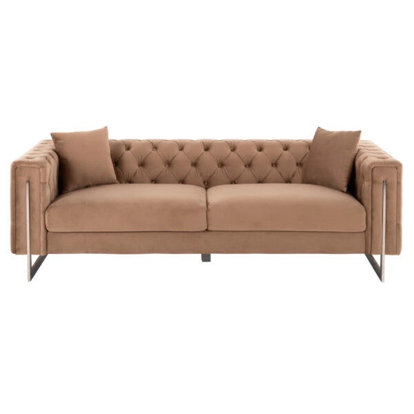 ΚΑΝΑΠΕΣ τ.CHESTERFIELD MOBAR HM3263.03 ΜΠΕΖ ΒΕΛΟΥΔΟ-ΜΕΤΑΛΛΙΚΑ ΠΟΔΙΑ 212x87x68Υεκ