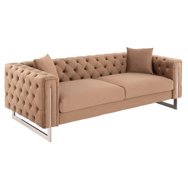 ΚΑΝΑΠΕΣ τ.CHESTERFIELD MOBAR HM3263.03 ΜΠΕΖ ΒΕΛΟΥΔΟ-ΜΕΤΑΛΛΙΚΑ ΠΟΔΙΑ 212x87x68Υεκ