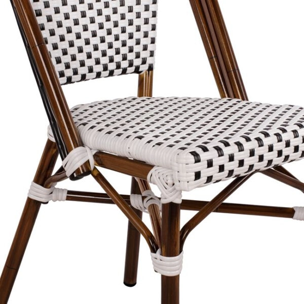 ΚΑΡΕΚΛΑ BISTRO ΑΛΟΥΜΙΝΙΟΥ BAMBOO LOOK ΜΕ ΛΕΥΚΟ-ΜΑΥΡΟ RATTAN HM5566.01 45x54x90Υεκ.