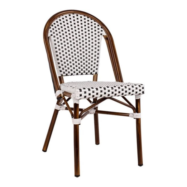 ΚΑΡΕΚΛΑ BISTRO ΑΛΟΥΜΙΝΙΟΥ BAMBOO LOOK ΜΕ ΛΕΥΚΟ-ΜΑΥΡΟ RATTAN HM5566.01 45x54x90Υεκ.