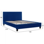ΚΡΕΒΑΤΙ BECCA ΑΠΟ ΒΕΛΟΥΔΟ ΜΠΛΕ HM553.18 ΓΙΑ ΣΤΡΩΜΑ 150x200 εκ.