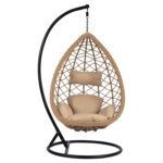 ΚΡΕΜΑΣΤΗ ΠΟΛΥΘΡΟΝΑ ΦΩΛΙΑ CATALINA HM5677.01 ΜΕ ΜΠΕΖ WICKER & ΜΑΞΙΛΑΡΙΑ Φ95Χ195Υ εκ.