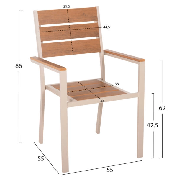 ΠΟΛΥΘΡΟΝΑ ΑΛΟΥΜΙΝΙΟΥ SAGA HM5981.04 ΣΑΜΠΑΝΙ-POLYWOOD ΣΕ ΦΥΣΙΚΟ 55x55x86Υεκ.