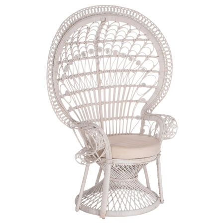 ΠΟΛΥΘΡΟΝΑ ROYAL PEACOCK HM9342.02 RATTAN ΣΕ ΛΕΥΚΟ-ΜΑΞΙΛΑΡΙ ΛΕΥΚΟ 114x72x150Yεκ.