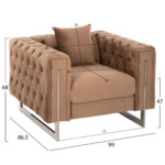 ΠΟΛΥΘΡΟΝΑ τ.CHESTERFIELD MOBAR HM3261.03 ΜΠΕΖ ΒΕΛΟΥΔΟ-ΜΕΤΑΛΛΙΚΑ ΠΟΔΙΑ 99x86,5x77Υεκ.