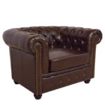 ΠΟΛΥΘΡΟΝΑ T.CHESTERFIELD HM3011.01 ΤΕΧΝΟΔΕΡΜΑ ΣΚΟΥΡΟ ΚΑΦΕ 110x90x73 εκ.