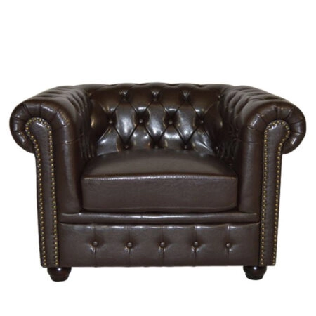 ΠΟΛΥΘΡΟΝΑ T.CHESTERFIELD HM3011.01 ΤΕΧΝΟΔΕΡΜΑ ΣΚΟΥΡΟ ΚΑΦΕ 110x90x73 εκ.