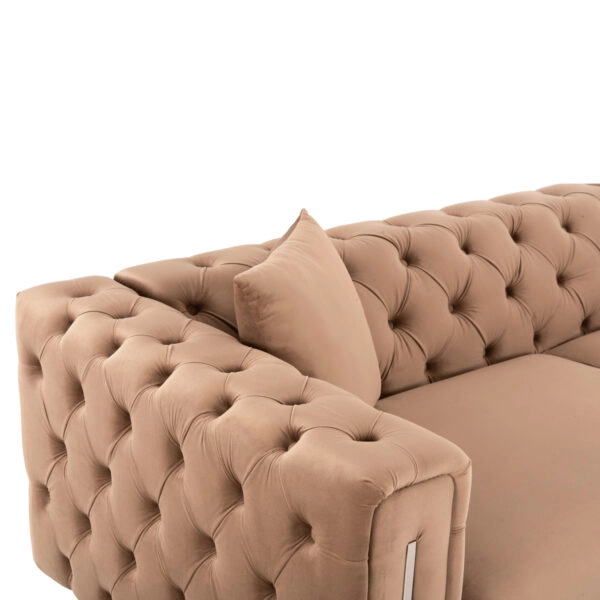 ΣΕΤ ΣΑΛΟΝΙ 2ΤΜΧ MOBAR τ.CHESTERFIELD HM11936.03 ΜΠΕΖ ΒΕΛΟΥΔΟ-ΜΕΤΑΛ.ΠΟΔΙΑ