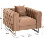 ΣΕΤ ΣΑΛΟΝΙ MOBAR τ.CHESTERFIELD HM11935.03 ΜΠΕΖ ΒΕΛΟΥΔΟ-ΜΕΤΑΛ.ΠΟΔΙΑ τ.CHESTERFIELD