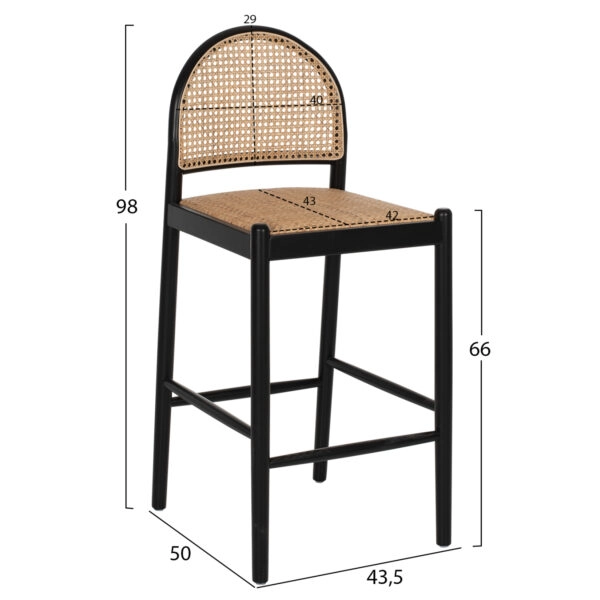 ΣΚΑΜΠΟ ΑΠΟ ΟΞΙΑ-RATTAN ΑΨΙΔΑ ΠΛΑΤΗ ΜΑΥΡΟ 43,5x50x98ΥεκHM9408.02